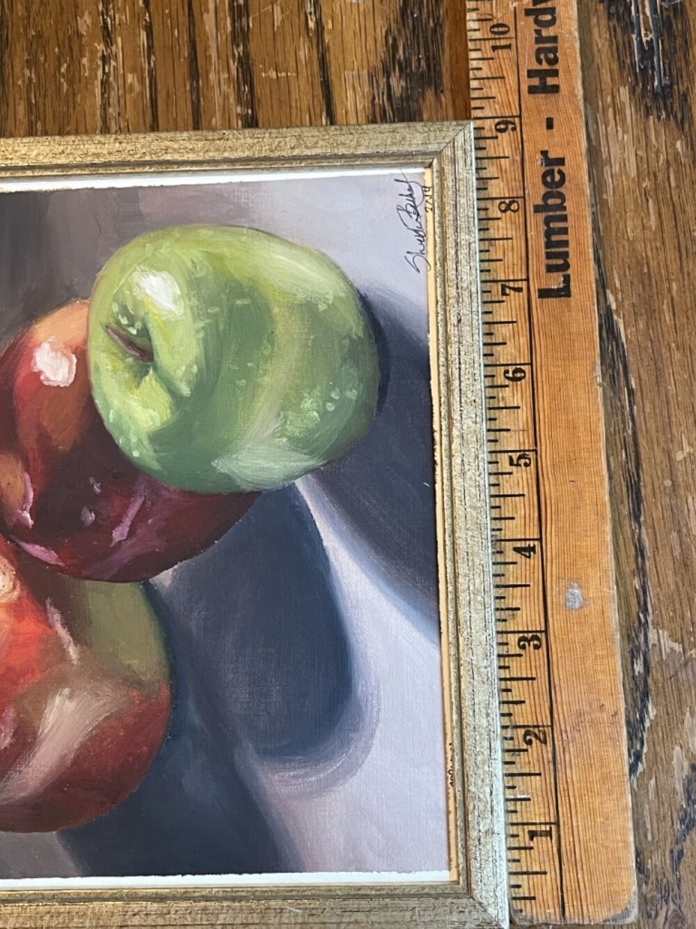 Still Life Apple Painting In Gold Frame - Signed Original Artwork 2014 - Picture 7 of 8